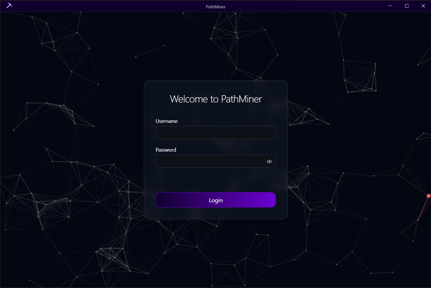 PathMiner login screen
