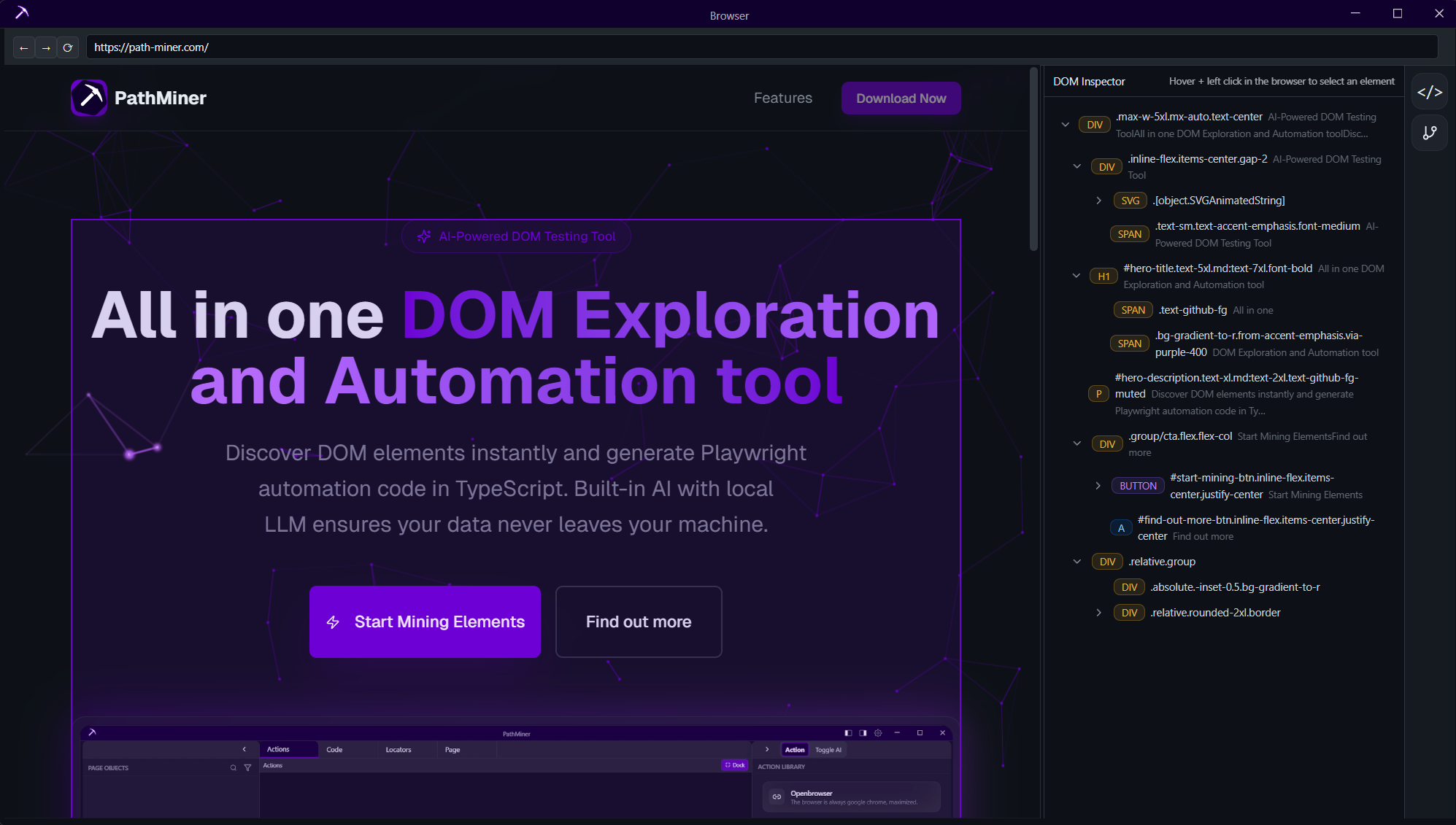 Browser DOM inspector integration