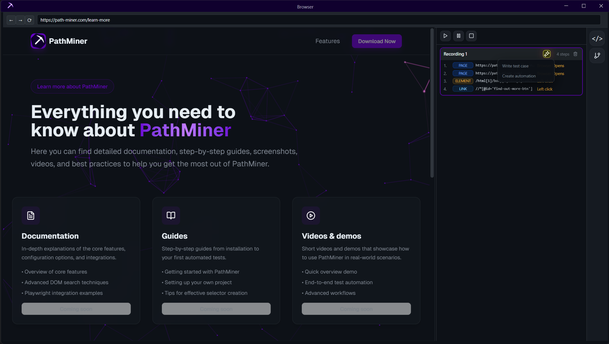 Browser step recorder with AI explanation